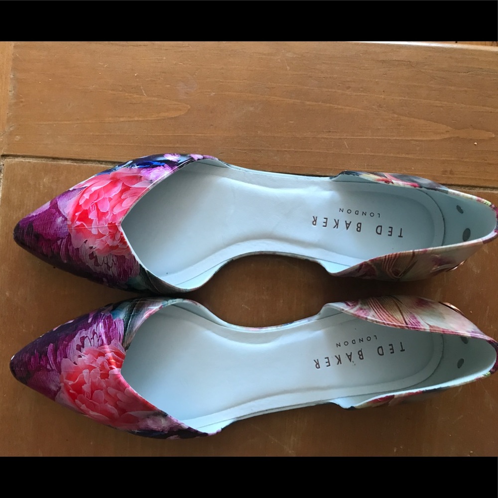 Ted Baker Jelly-like floral D'Orsay flats